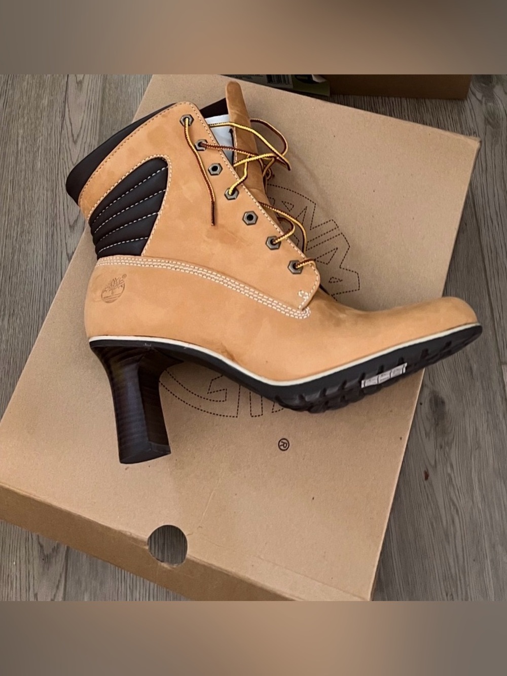 Timberland Wheat Nubuck Lace-Up Heeled Ankle Boots